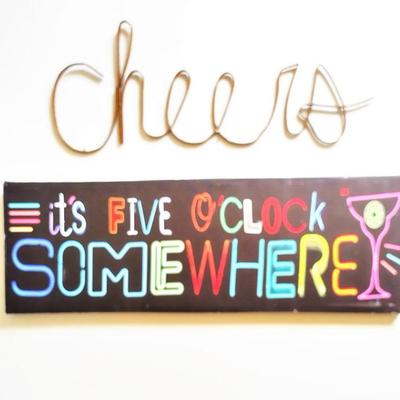 Copper CHEERS wall art and It's 5 o'clock somewhere