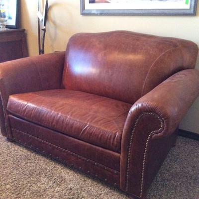 Leather loveseat hide-a-bed