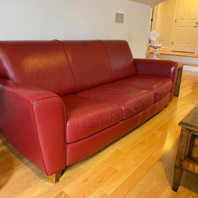 Red Leather couch 89