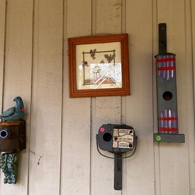 Assorted Yard Art Birdhouses and DÃ©cor