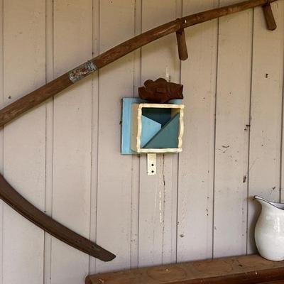 Antique Wood and Metal Scythe 