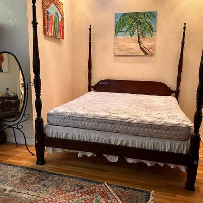 King Size 4 Poster Wood Bed Frame and Mattress Set (if desired)