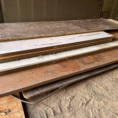 Assorted Lumber and Wood and Glass Sliding Doors Building Materials