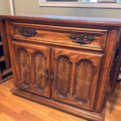 Antique Expandable Wood Cabinet Table