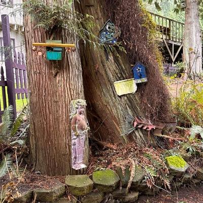 Assorted Yard Art Birdhouses and DÃ©cor