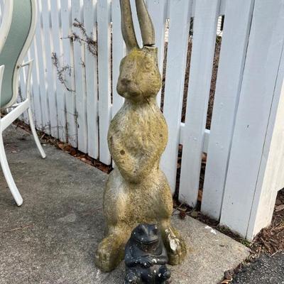 Large concrete rabbit $65 cracked ear, see next photo 