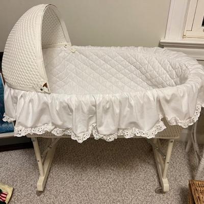 Wicker infant bassinet with liner $80