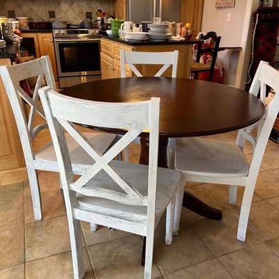 (4) painted kitchen table chairs $120