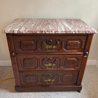Eastlake marble top 3 drawer chest $325