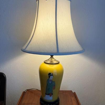 Reverse glass painting Asian lamp $60