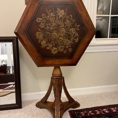 Tilt hexagon side table $130