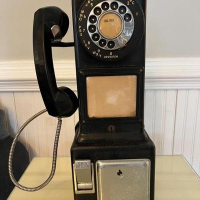 Wall rotary pay phone circa 1950s-1960s. Area code 919 NC $320