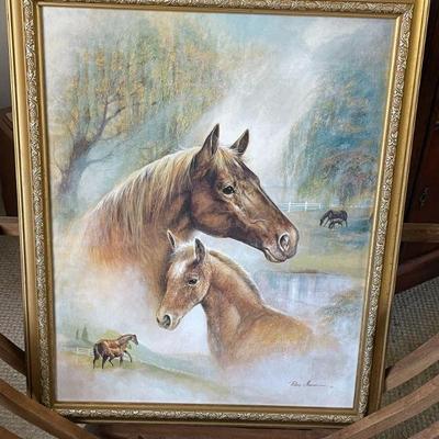 gold framed horse picture