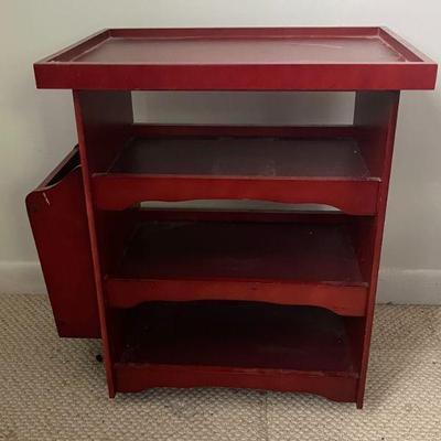 4 shelf table with rack on side