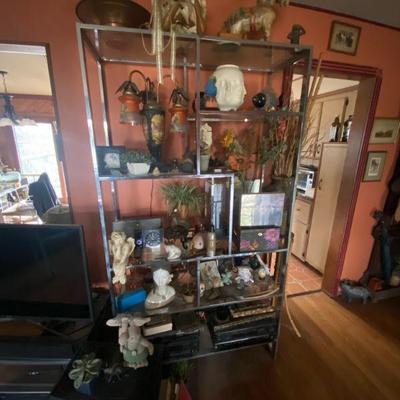 Etagere Filled With Collectibles 