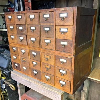 Globe quarter-sawn oak library card cabinets