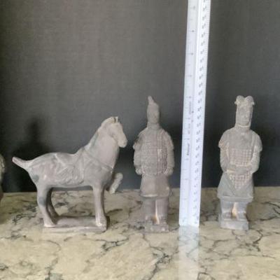 Vintage Chinese Terracotta Clay Warrior Soldier Statues 