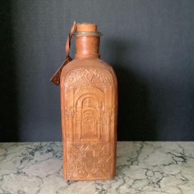 Spanish Leather Covered Bottle With Cork 