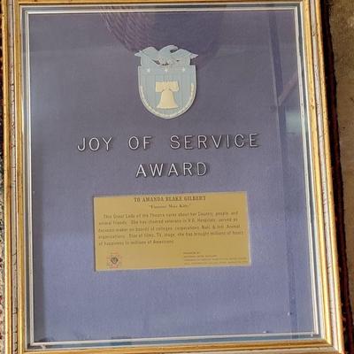 Joy of Service Award 22 x 26