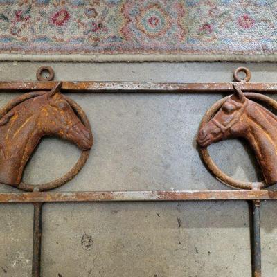 Iron hanging double hook with horse heads 26 x 13