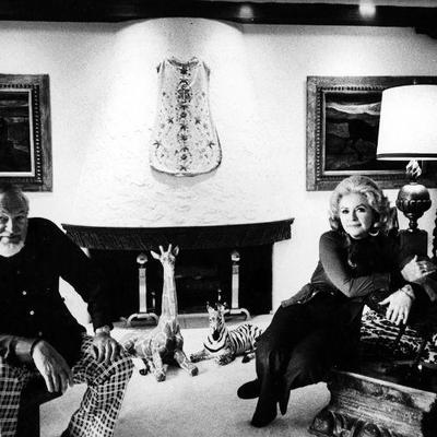 Framed antique vestment (Front) 34 x 50.  Amanda Blake Gilbert and her husband Frank Gilbert sitting in the living room of their home in...