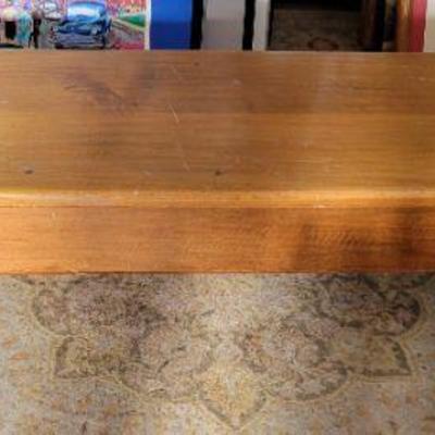 Low wooden bench made by Milburn Stone 48 x 12 x 10  *Unsigned