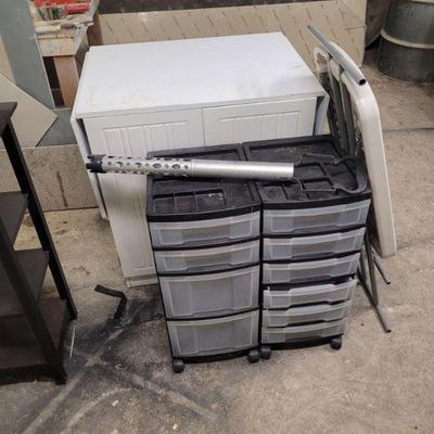 White island cabinet and some rolling storage carts