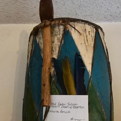 $775 Pueblo Indian Cochin drum with beater