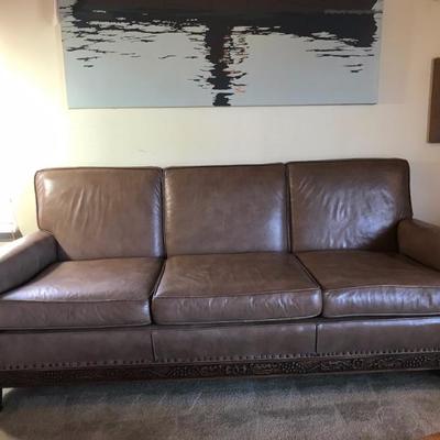 $299 western leather and carved sofa 77 X 33 X 34