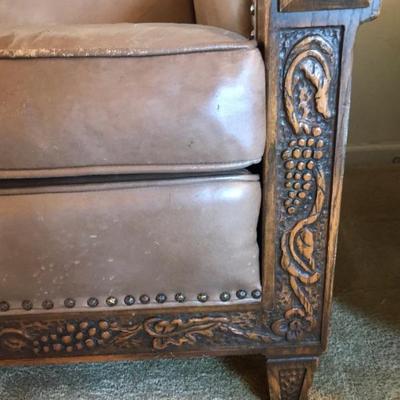$299 western leather and carved sofa 77 X 33 X 34