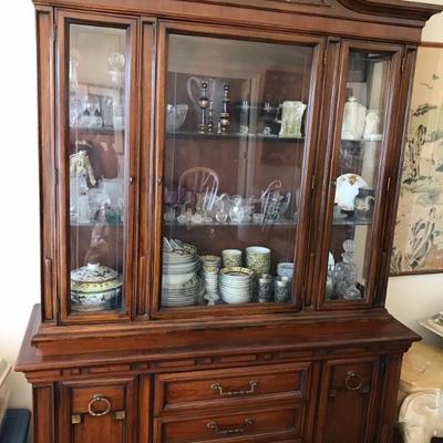 $399 Mediterranean style lighted china cabinet 60 X 22 X 82