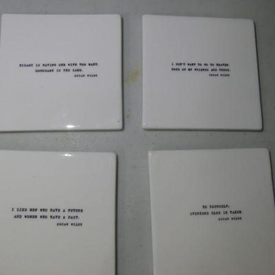Restoration Hardware/The New Yorker Set of 4 Oscar Wilde Literary Quote Coasters - In Box