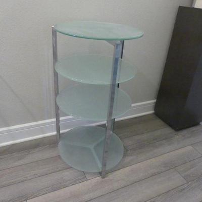 Round Glass Polished Chrome Etagere Stand with 4 18