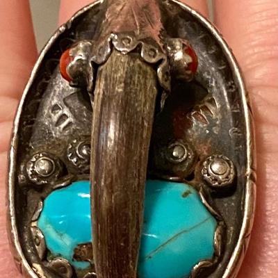 Turquoise with bear claw ring