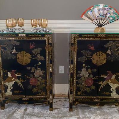 Beautiful pair of Asian carved cabinets