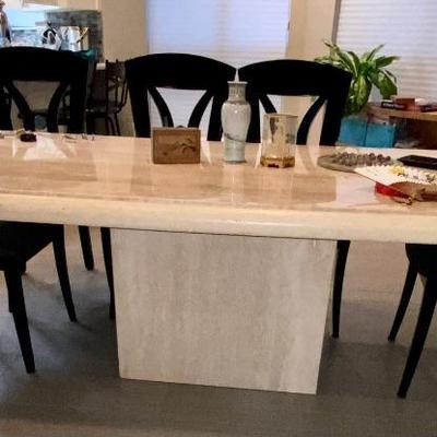Italian travertine dining table
This puppy is HEAVY!