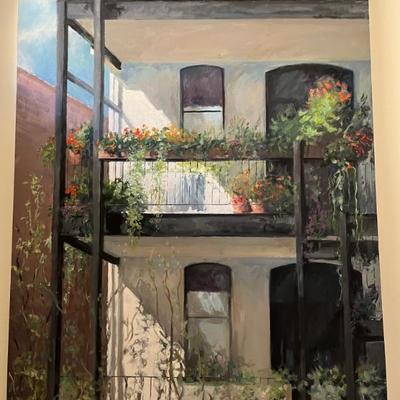Crilly Court by Norman Baugher, cityscape painting of the beautiful New Orleans style alley of Crilly Court