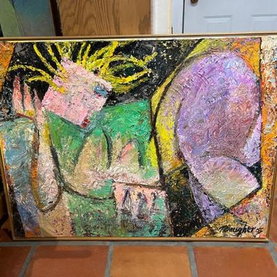 Cubist/Futurist style Portrait by Norman Baugher, 30"H x 40"W