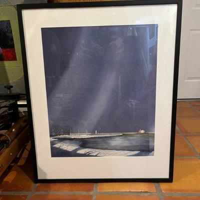 watercolor of Chicago, Lake Michigan, 34"H x 28"W