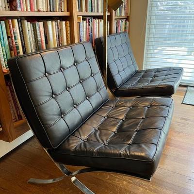 pair of Barcelona chairs, after Mies Van Der Rohe