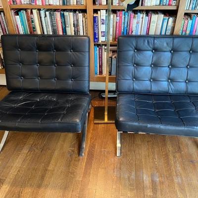 pair of Barcelona chairs, after Mies Van Der Rohe