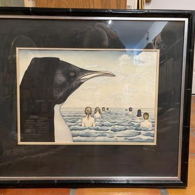 A Penguin and His Harem, signed Jozef
