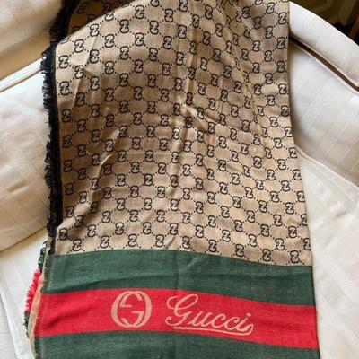 Gucci silk and wool shawl, monogram