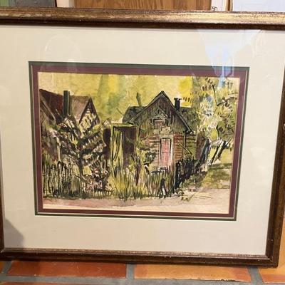 watercolor landscape, signed, 24"H x 28"W