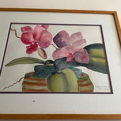 Orchids, water color by Kitty Weese, 20"H x 23"W