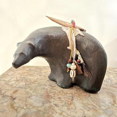 bronze fetish bear, signed