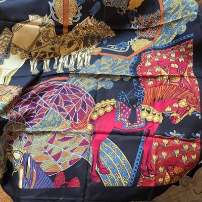 vintage Hermes scarf, 34" x 34"