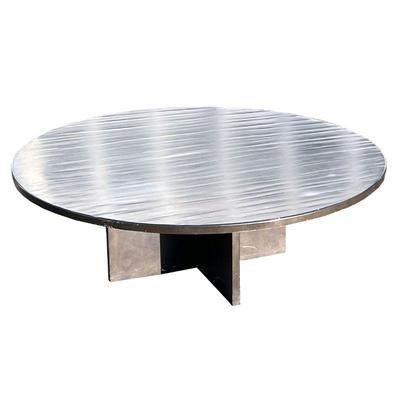 ROUND LOW TABLE | Large round coffee table with a dark finish and cross pedestal, of modern / contemporary design - h. 15 x dia. 45 in. 