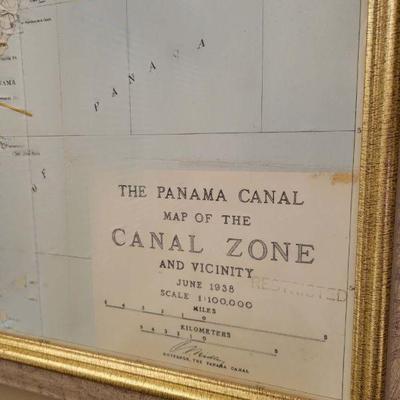 Vintage framed Panama map