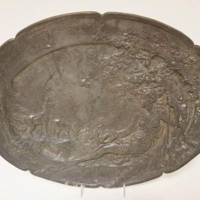 1213	LARGE PEWTER OVAL TRAY, APPROXIMATELY 16 IN X 13 IN

